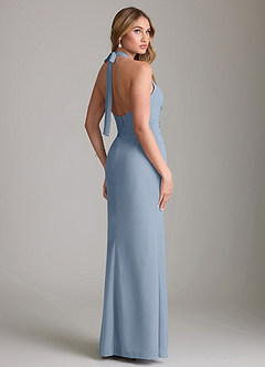Azazie Valerie Bridesmaid Dresses Dusty Blue Mermaid Pleated Chiffon Dress image2