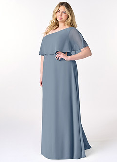 Azazie Lizzy Robes de demoiselle d'honneur Robe Trapèze en Mousseline de soie Ue épaule Violet Crépusculaire image10