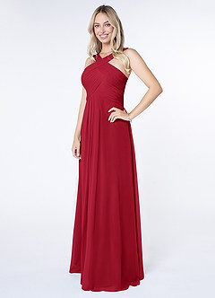 Azazie Kaleigh Bridesmaid Dresses Scarlet A-Line Pleated Chiffon Dress image3