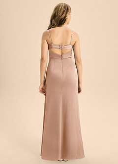 Azazie Renna Junior English Rose A-Line Pleated Stretch Satin Dress image2