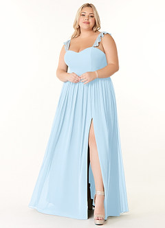 Azazie Metz Bridesmaid Dresses Sky Blue A-Line Sweetheart Ruched Chiffon Dress image7