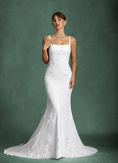 Azazie Harlow Wedding Dresses Diamond White Mermaid Lace Dress image6