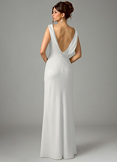 Azazie Kieryn Bridesmaid Dresses White Mermaid Pleated Stretch Satin Dress image6