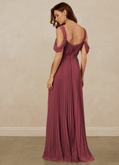 Christian Siriano Bridal for Azazie 1013 Bridesmaid Dresses Merlot A-Line Off the Shoulder Chiffon Dress image4