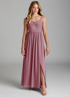 Azazie Zeya Junior Vintage Mauve A-Line Chiffon Dress image3