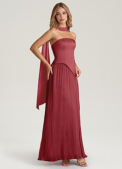 Azazie Tierney Bridesmaid Dresses Pomegranate A-Line Strapless Chiffon Convertible Dress image7