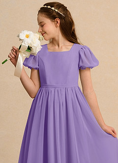 Azazie Joss Flower Girl Dresses Tahiti A-Line with Sleeves Chiffon Dress image13