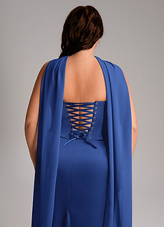 Azazie Sorrel Bridesmaid Dresses Royal Blue Mermaid Strapless Stretch Satin Convertible Dress image11