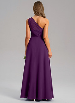 Azazie Phaedra Bridesmaid Dresses Grape A-Line One Shoulder Chiffon Dress image2