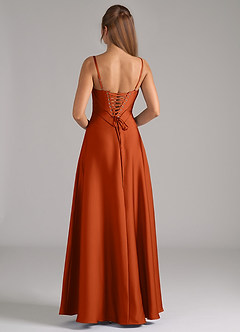 Azazie Valentine Brautjungfernkleider A-Linie Korsett Stretch-Satin Kleid Gebranntes Orange image5