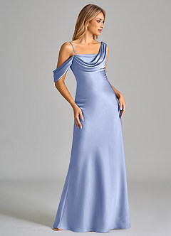 Azazie Celina Robes de demoiselle d'honneur Robe Fourreau en Satin extensible Épaule décolletée Eis image5