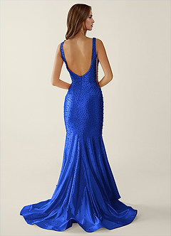 Roxana Royal Blue V-neck Hot Rhinestones Corset Prom Dress image2