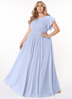 Azazie Daphne Modest Bridesmaid Dresses A-Line Ruffled Chiffon Floor-Length Dress image6