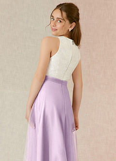 Azazie Albertine Junior Jurk van Chiffon met A-Lijn Kant Frosted Lila image6