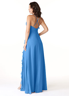 Azazie Tarni Bridesmaid Dresses Blue Jay A-Line Chiffon Dress image2