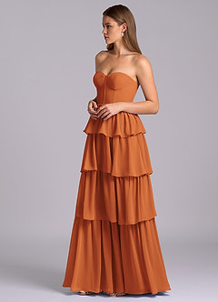 Azazie Faye Bridesmaid Dresses Cinnamon A-Line Sweetheart Neckline Chiffon Dress image5