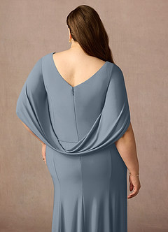 Azazie Bellona Mother of the Bride Dresses Dusty Blue Sheath Boatneck Luxe Knit Dress image12