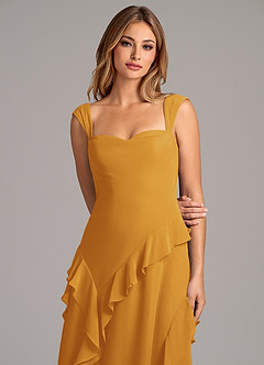 Azazie Sloane Bridesmaid Dresses Butterscotch A-Line Sweetheart Neckline Chiffon Dress image7