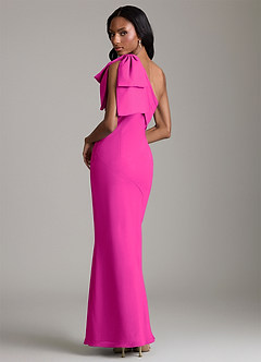 Azazie Yuanna Bridesmaid Dresses Fuchsia Mermaid One Shoulder Chiffon Dress image2