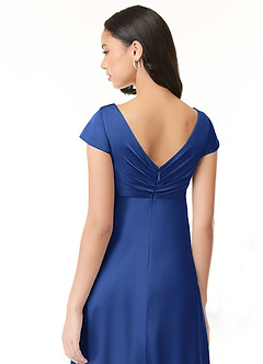 Azazie Allessia Maternity Bridesmaid Dresses A-Line Pleated Stretch Satin Floor-Length Dress image7