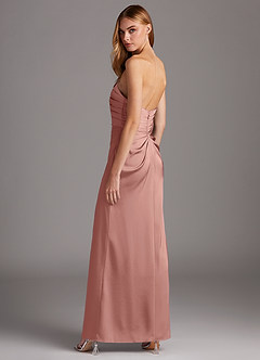 Azazie Lexie Bridesmaid Dresses Rosette Sheath Strapless Stretch Satin Convertible Dress image5