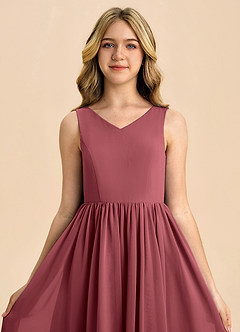 Azazie Hathaway Junior Merlot A-Line Bow Chiffon Dress image6
