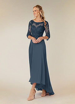 Azazie Monza Kleider für die Brautmutter A-Linie Spitze Chiffon Kleid Neptunblau image2