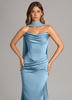 Azazie Sorrel Bridesmaid Dresses Steel Blue Mermaid Strapless Stretch Satin Convertible Dress image5