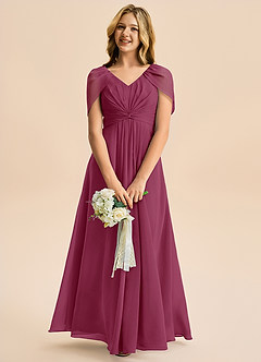 Azazie Emma Junior Robe Trapèze en Mousseline de soie Plissée Mûre image3