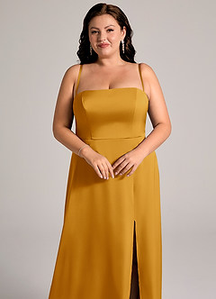 Azazie Wren Bridesmaid Dresses Butterscotch A-Line Strapless Stretch Satin Convertible Dress image11