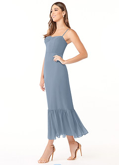 Azazie Justina Bridesmaid Dresses Dusty Blue A-Line Sweetheart Neckline Chiffon Dress image3