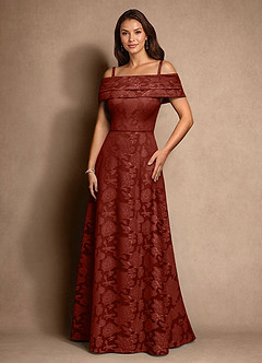 Azazie New Britain Klänningar till brudens mor Klä A-Line i Blommig Utbrändhet Plisserad Terrakotta image4