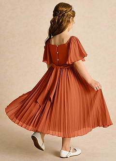 Azazie Gisele Flower Girl Dresses Burnt Orange A-Line Pleated Chiffon Dress image3