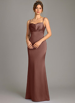 Azazie Reverie Bridesmaid Dresses Espresso Mermaid Corset Stretch Satin Dress image2