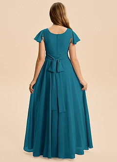 Azazie Cady Junior Ink Blue A-Line Pleated Chiffon Dress image2