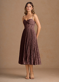 Annie Mocha Coco Pleated Midi Dress image7