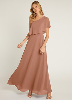 Azazie Lizzy Bridesmaid Dresses Bronzer A-Line One Shoulder Chiffon Dress image5