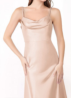 Azazie Alaija Bridesmaid Dresses Blushing Pink Mermaid Side Slit Stretch Satin Dress image5