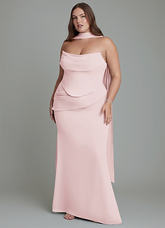 Azazie Sorrel Bridesmaid Dresses Blushing Pink Mermaid Corset Chiffon Dress image9