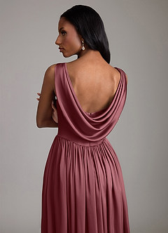 Azazie Novi Bridesmaid Dresses Desert Rose A-Line with Pockets Stretch Satin Dress image4