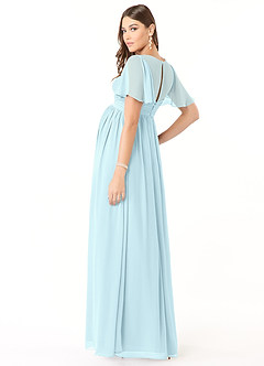 Azazie Verna Maternity Bridesmaid Dresses A-Line V-Neck Ruched Chiffon Floor-Length Dress image4