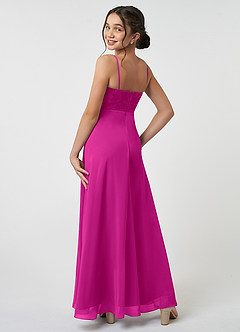 Azazie Sonya Junior Agave A-Line Lace Chiffon Dress image4