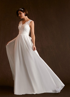 Azazie Dana Wedding Dresses A-Line Lace Chiffon Floor-Length Dress image3