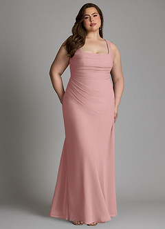 Azazie Agustina Bridesmaid Dresses Dusty Rose Mermaid Corset Chiffon Dress image12