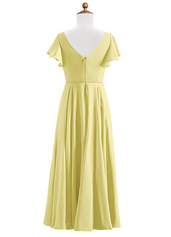 Azazie Caria Junior Robe Trapèze en Mousseline de soie Plissée Sorbet Citron image2
