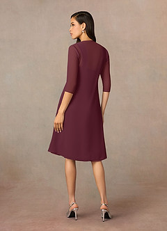 Azazie Olivia vestidos de madre de la novia Vestido de Cabernet de Gasa de Corte En A con Escote cuadrado plisado image2