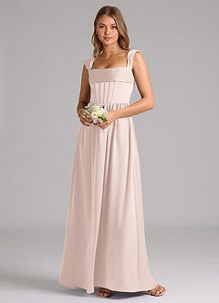 Azazie Hattie Bridesmaid Dresses Blushing Pink A-Line Corset Stretch Satin Dress image1