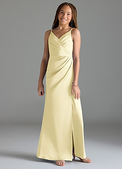 Azazie Maci Junior Klä av Sjöjungfru i Stretch Satin Plisserad image3