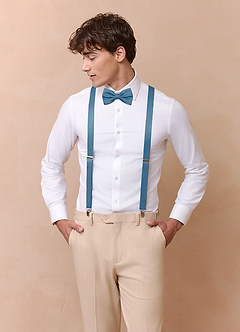 front Matching Matte Satin Bow Tie & Suspenders Set