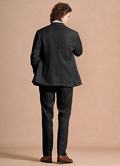 front Harrison Sort 100% hør 3-delt jakkesæt